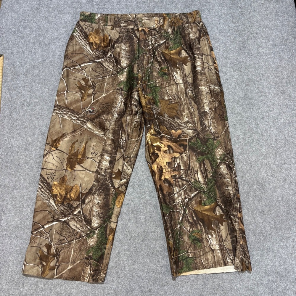 Realtree AP Camo Pants Mens XL Brown Woodland Hunting Trousers Elastic Waist